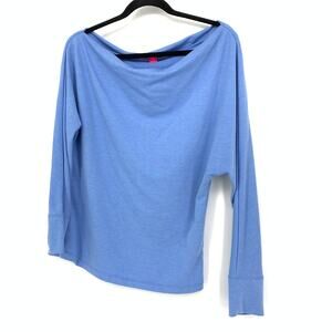 Lilly Pulitzer Sheera Top Womens Sz M Heathered Blue Thistle Draped One Shoulder